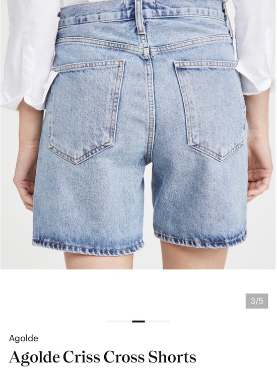 Agolde Light Blue Criss-Cross Waist Denim Shorts - Picture 3 of 5